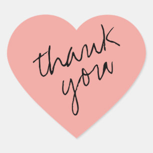 Weiche Koralle - Rosa Herz Danke Aufkleber