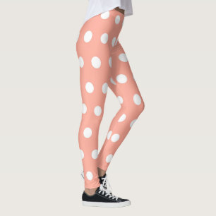 Weiche Koralle und Weiße Polka Dot Muster Girly Ni Leggings