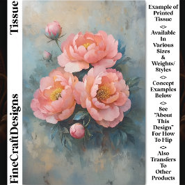 Weiche Korallen rosa Peony Blooms & Buds CR2 Decou Seidenpapier