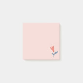 Weiche Korallenblüten und blaue Blätter Muster Post-it Klebezettel (Vorderseite)