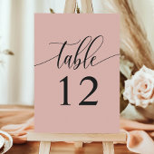 Weiche Korallenrosa Minimalistische Kalligrafie Ho Tischnummer