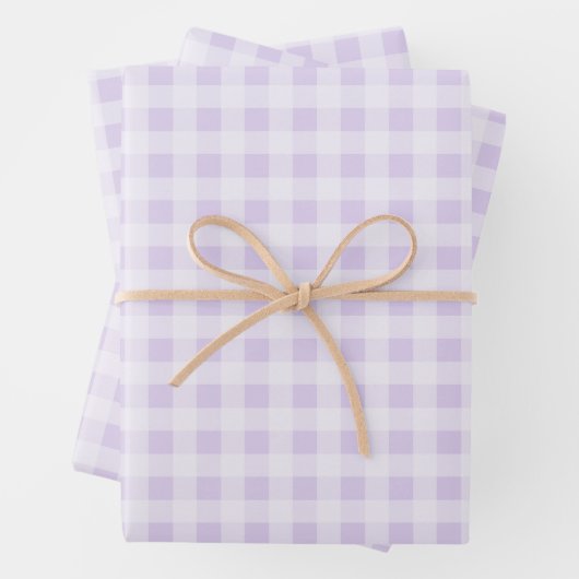 Weiche Lavendel-Gingham-Geschenkpapierbögen Geschenkpapier Set (Beispiel)