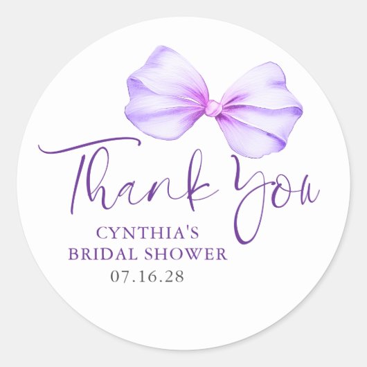 Weiche Lila Bow-Favoriten Vielen Dank Runder Aufkleber (Vorderseite)