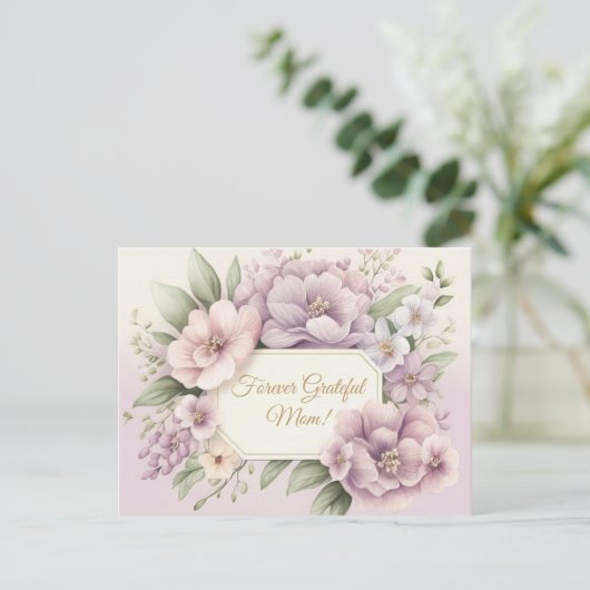 Weiche Lila Muttertagskarte Postkarte (Stehend Vorderseite)