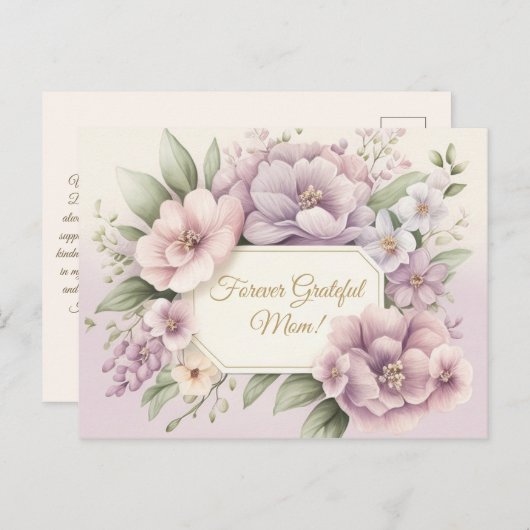 Weiche Lila Muttertagskarte Postkarte (Vorne/Hinten)