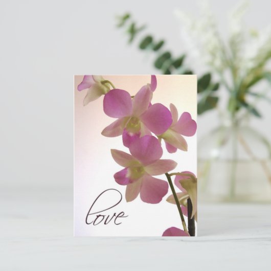 Weiche lila Orchidee Postkarte (Stehend Vorderseite)