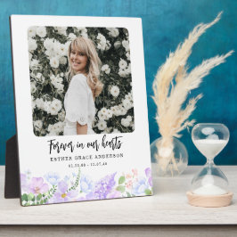 Weiche Lila Petalen für immer in unserem Herzen Fotoplatte