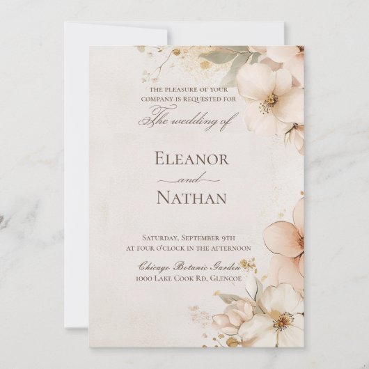 weiche lila Rose und anspruchsvolle Hochzeit Einladung (Vorderseite)