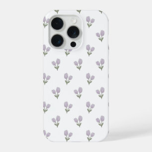 Weiche lila Tulpenmuster Minimal Ästhetik-Telefon iPhone 15 Pro Hülle
