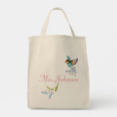 Weiche Lila und blaue Blumen hübscher Vogelname Tragetasche (Rückseite)