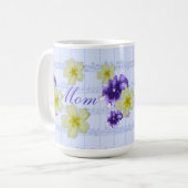 Weiche Lila und gelbe Blumen Blatt Musik Mama Tass Kaffeetasse (Vorderseite Links)