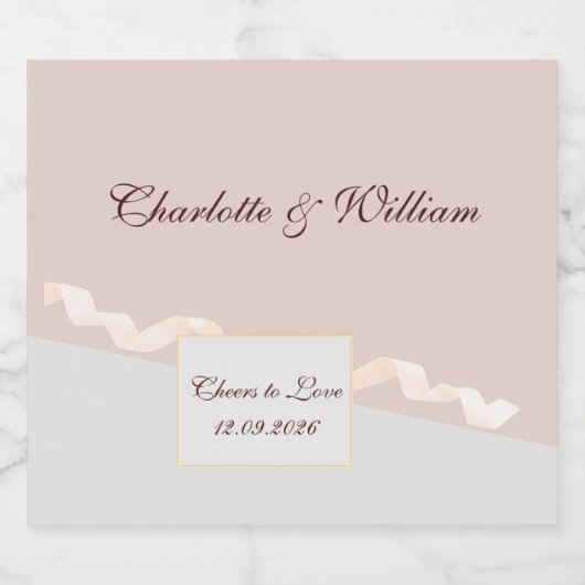 Weiche lila und graue Effekte mit Bändchensparkli Schaumweinetikett (Einzelnes Label)