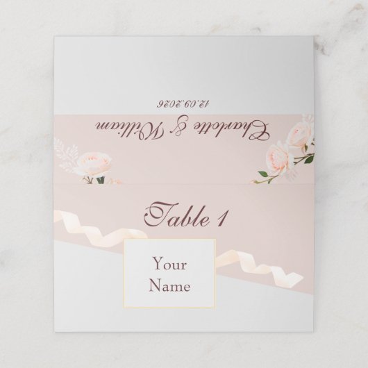 Weiche lila und graue Effekte mit Farbbandstelle c Platzkarte (Außenseite Aufgefaltet)