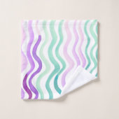 Weiche lila und grüne Wasserfarben Badhandtuch Set (Waschlappen)