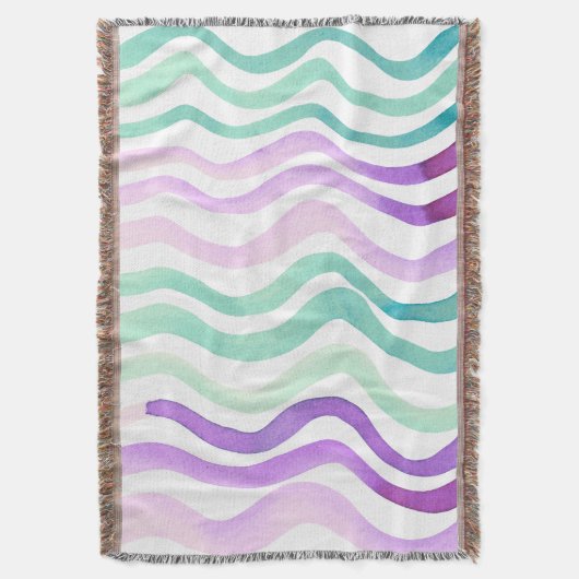 Weiche lila und grüne Wasserfarben Decke (Vorderseite Vertikal)