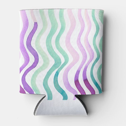 Weiche lila und grüne Wasserfarben Dosenkühler (Vorderseite)