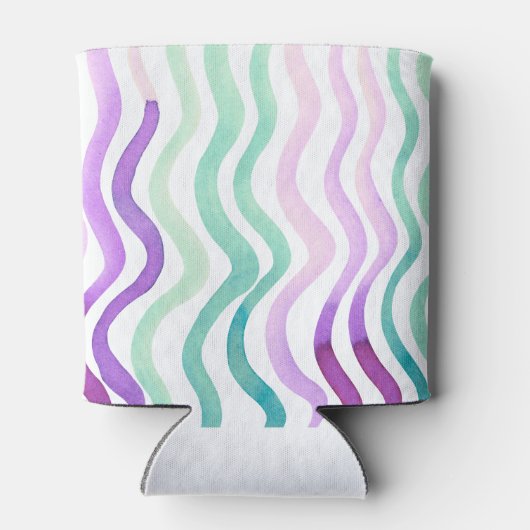 Weiche lila und grüne Wasserfarben Dosenkühler (Rückseite)