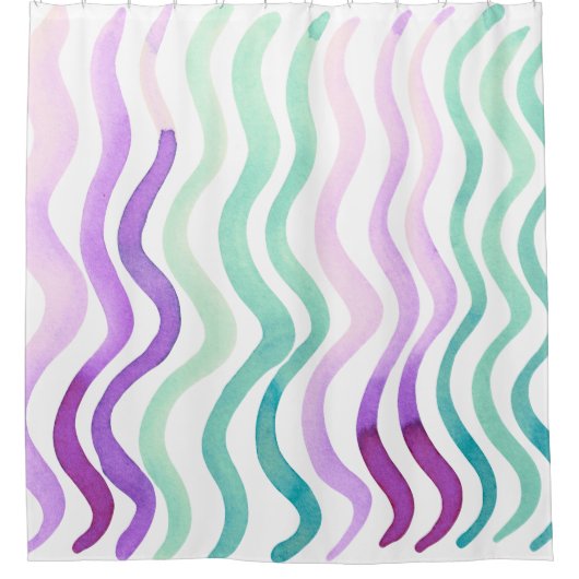 Weiche lila und grüne Wasserfarben Duschvorhang (Vorderseite)