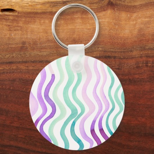 Weiche lila und grüne Wasserfarben Schlüsselanhänger (Rückseite)