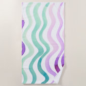 Weiche lila und grüne Wasserfarben Strandtuch (Vorderseite)