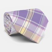 Weiche Lilac, gelb und weiß Kariert Krawatte (Gerollt)