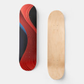 Weiche lineare Formen in Rot und Blau Skateboard (Vorderseite)