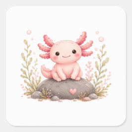 Weiche Luxus-Axolotl-Aufkleber Quadratischer Aufkleber
