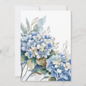 Weiche Luxusblaue Florale Brautdusche Einladung (Rückseite)