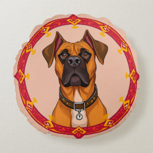 Weiche Minimal Boxer Hund für Kinderzimmer & Kinde Rundes Kissen