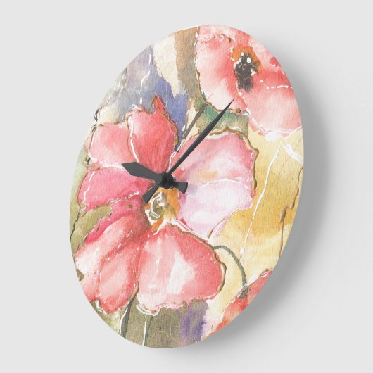 Weiche Mohnblumen I Große Wanduhr (Winkel)
