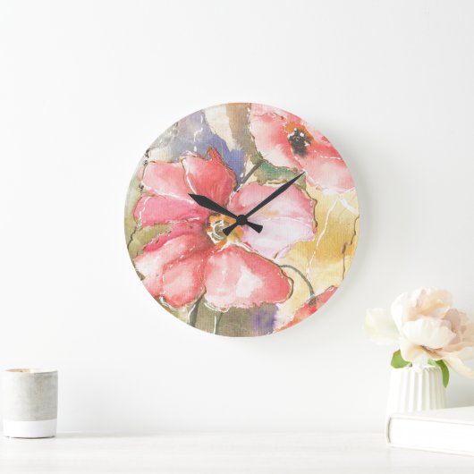 Weiche Mohnblumen I Große Wanduhr (Zuhause)