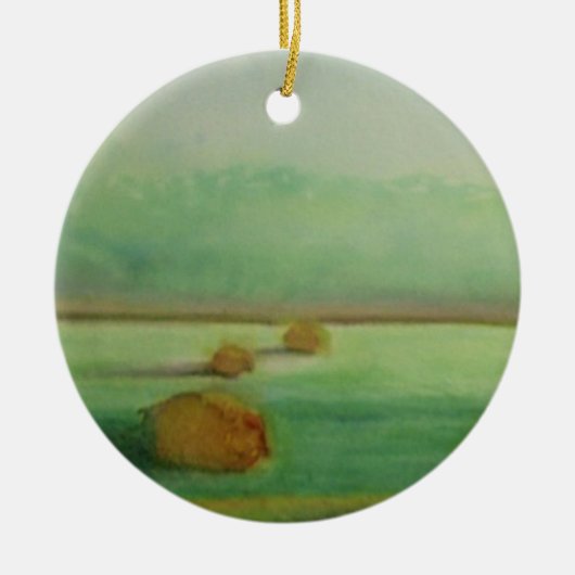 Weiche Morning Light Hay in Field Keramik Ornament (Vorne)