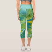 Weiche Muster von Lime Green und Gelb Farbe fließe Capri Leggings (Rückseite)