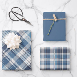 Weiche Navy, Blue & White Kariert Geschenkpapier Set