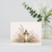 Weiche neutrale Boho-Laterne Blumenarrangement Postkarte (Stehend Vorderseite)