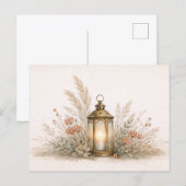 Weiche neutrale Boho-Laterne Blumenarrangement Postkarte (Vorne/Hinten)