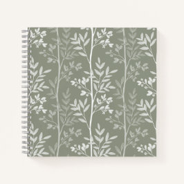 Weiche neutrale botanische florale Olive Silhouett Notizblock