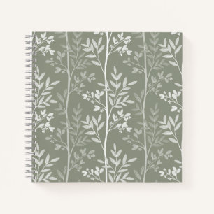 Weiche neutrale botanische florale Olive Silhouett Notizblock