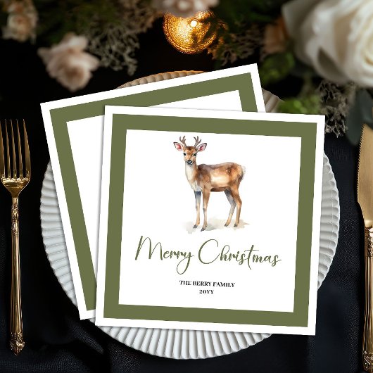 Weiche neutrale Weihnachts-Hirsch-Personalisierte Serviette