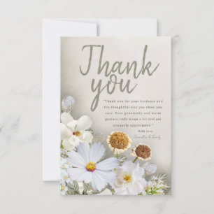 Weiche neutrale weiße Floral-Dankeskarten Dankeskarte