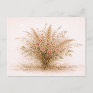 Weiche neutrale Wildblumen-Pampasgras-Botanik Postkarte
