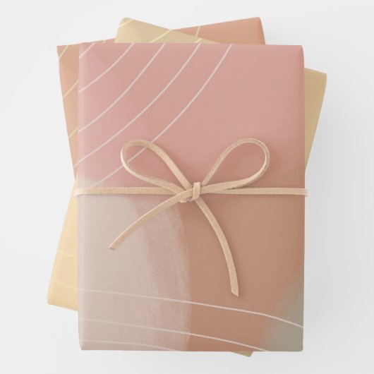 Weiche Neutronenlinien farbenfrohe Retro-Erdgesche Geschenkpapier Set (Beispiel)