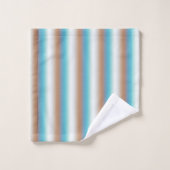 Weiche, orange blaue, beige Streifen Badhandtuch Set (Waschlappen)