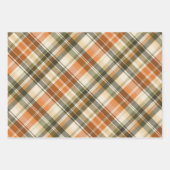 Weiche Orange, Grün und Creme Kariert Geschenkpapier Set (Vorderseite)