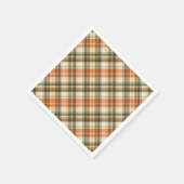 Weiche Orange, Grün und Creme Kariert Serviette (Ecke)