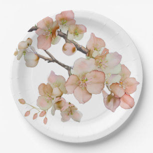 Weiche, orange-rosa Blüten Pappteller