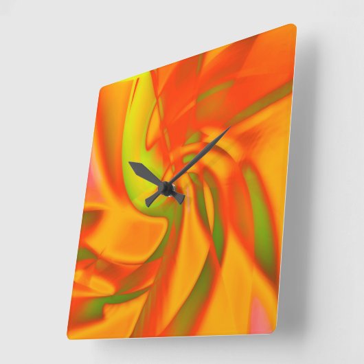 Weiche orangefarbene Drehung mit glattem grünem Un Quadratische Wanduhr (Winkel)