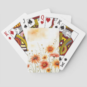 Weiche orangefarbene Flora Spielkarten