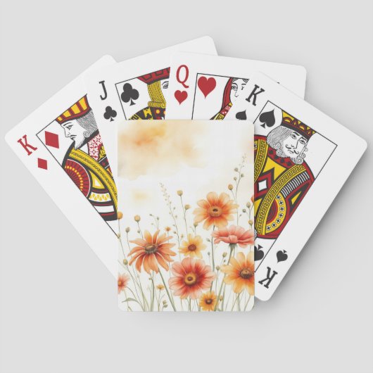 Weiche orangefarbene Flora Spielkarten (Rückseite)