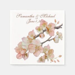 Weiche, orangefarbene, rosa grüne Blüten Serviette